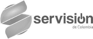 a white and grey logo or servision de colombia