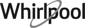 a black and grey logo or whirlpool
