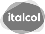 a grey and black logo italcol